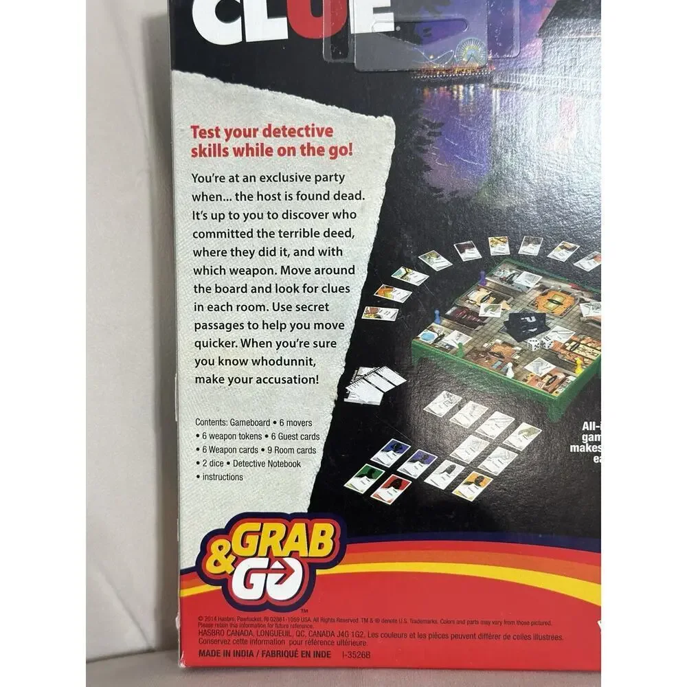 Hasbro Gaming Clue Grab and Go Game Compact Travel Mystery Board Game Ages 8+